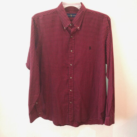 Ralph Lauren Mens Size XL Red Black Check Long Sleeve Button Down Shirt - Picture 1 of 9